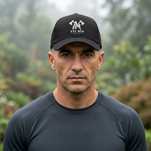 Axe Men Logo Print Baseball Cap — Low Profile Black Dad Hat