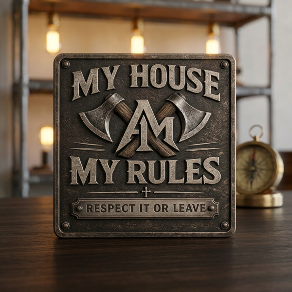 Metal Art Sign: My House My Rules