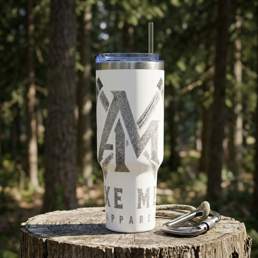 40oz Vacuum Tumbler — Vintage Axe Me Apparel Logo Stainless Travel Cup