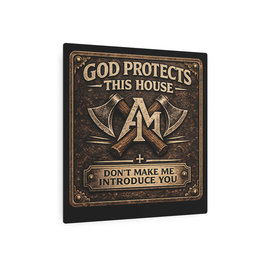 Metal Art Sign: God Protects This House
